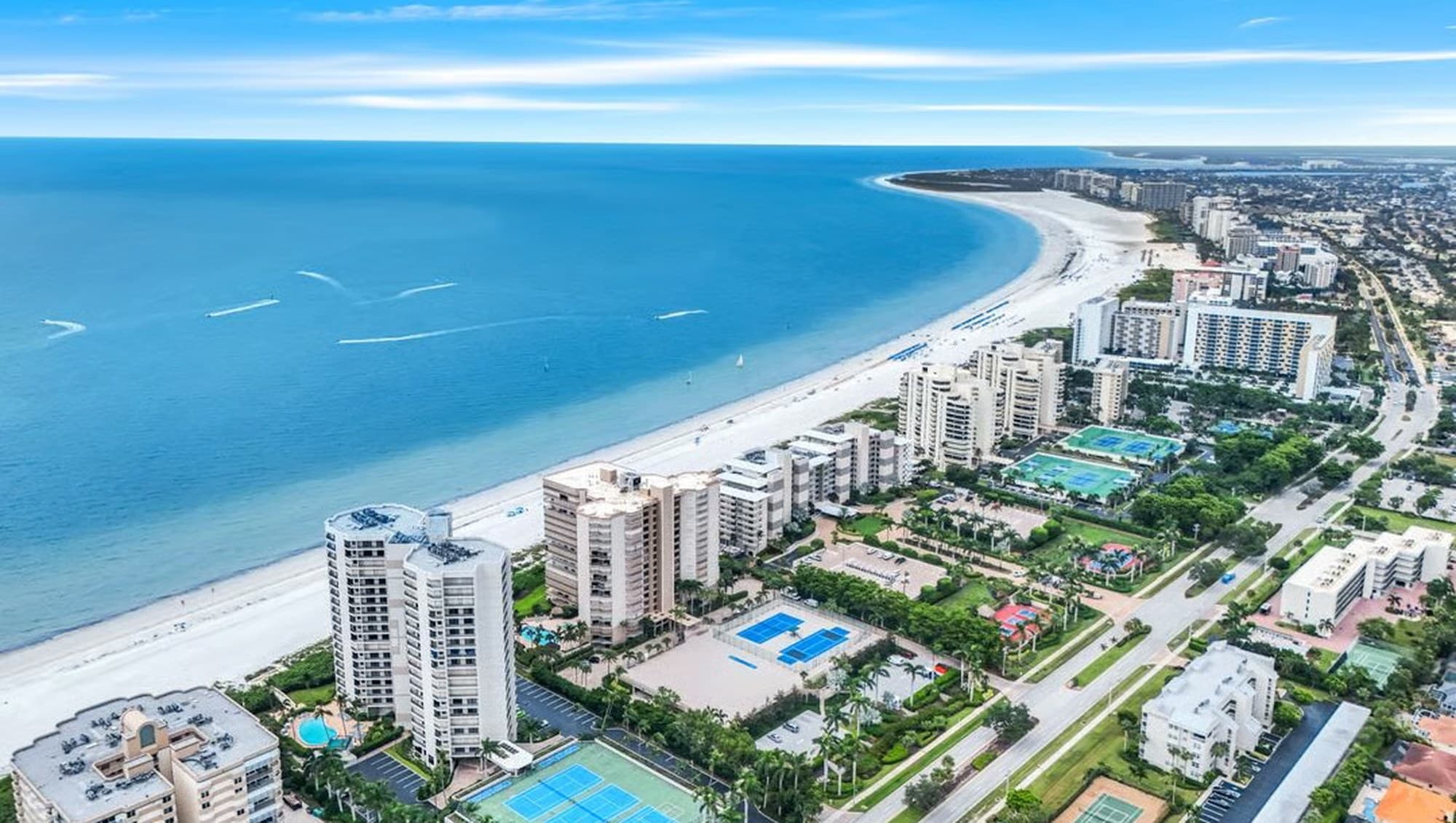 Editorial visualization of a Gulf beach and condominiums, Bonita Springs, Florida. Not a finished Pro Squad job.